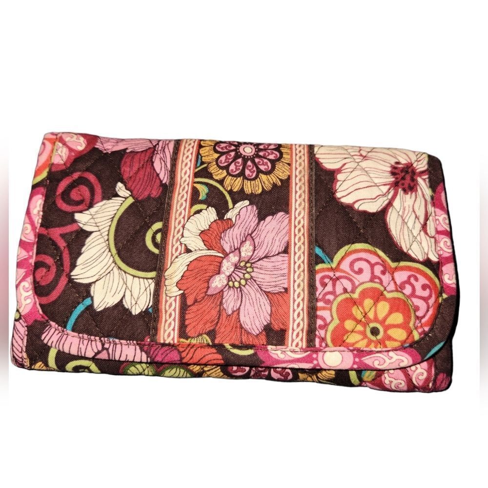 Vera Bradley Envelope Wallet Quilted Chocolate & Bold Floral
